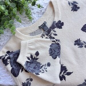 Chelsea & Theodore Cream Sweater with Navy Floral Print